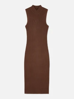 Robes|Primark Robe Mi-longue Sans Manches En Maille Marron