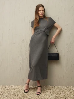 Robes|Primark Robe Mi-longue Torsadée En Jersey The Edit Gris chiné