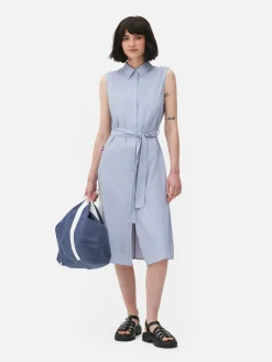Robes|Primark Robe-chemise Mi-longue Sans Manches Bleu