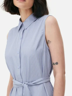 Robes|Primark Robe-chemise Mi-longue Sans Manches Bleu