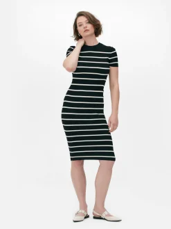 Robes|Primark Robe-pull Mi-longue à Manches Courtes Noir/Blanc