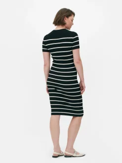 Robes|Primark Robe-pull Mi-longue à Manches Courtes Noir/Blanc
