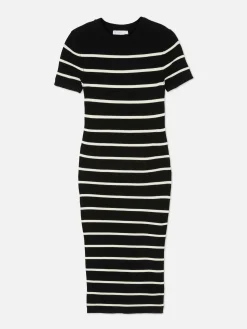 Robes|Primark Robe-pull Mi-longue à Manches Courtes Noir/Blanc