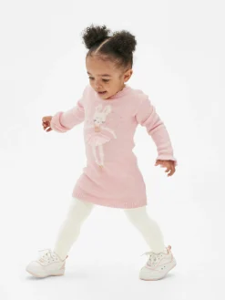 Robes Et Jupes|Primark Robe-pull Tricotée à Motif Lapin Et Collants Rose