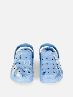 Chaussons|Primark Sabots Effet Marbré Doublés De Fausse Fourrure Bleu
