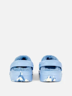 Chaussons|Primark Sabots Effet Marbré Doublés De Fausse Fourrure Bleu