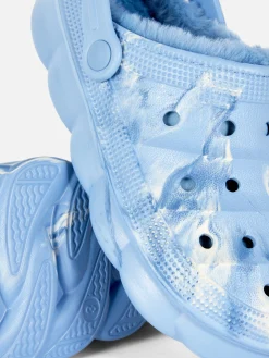 Chaussons|Primark Sabots Effet Marbré Doublés De Fausse Fourrure Bleu