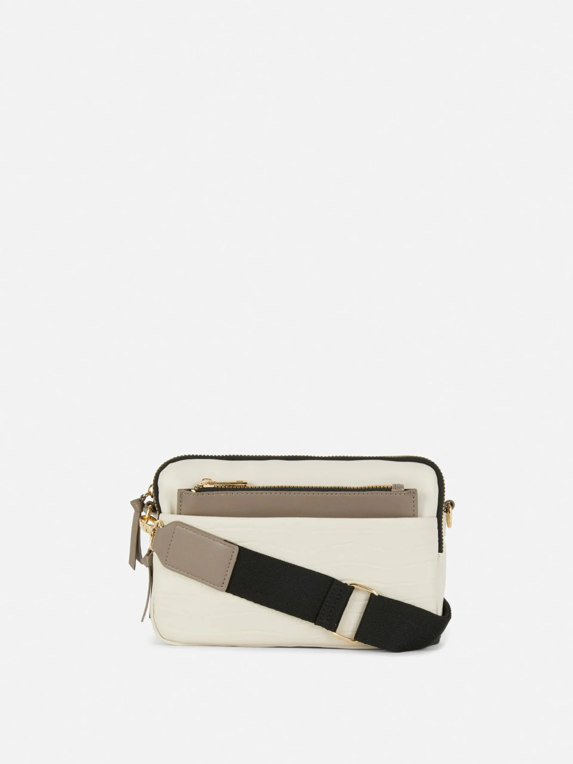 Sacs Et Porte-Monnaie|Primark Sac Bandoulière (petit) à Double Zip En Faux Crocodile Écru