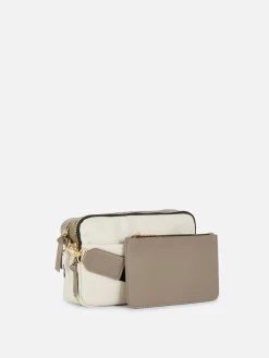 Sacs Et Porte-Monnaie|Primark Sac Bandoulière (petit) à Double Zip En Faux Crocodile Écru