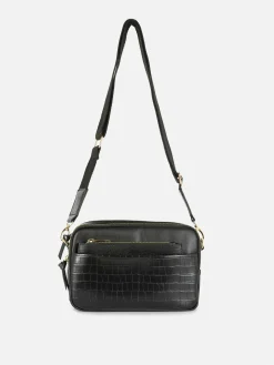 Sacs Et Porte-Monnaie|Primark Sac Bandoulière (petit) à Double Zip En Faux Crocodile Noir