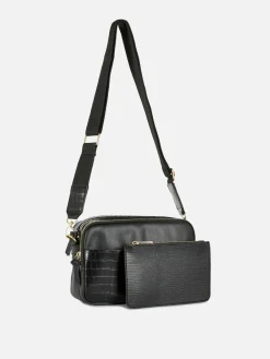Sacs Et Porte-Monnaie|Primark Sac Bandoulière (petit) à Double Zip En Faux Crocodile Noir