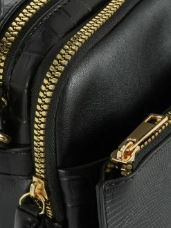 Sacs Et Porte-Monnaie|Primark Sac Bandoulière (petit) à Double Zip En Faux Crocodile Noir