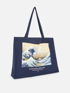 Accessoires Voyages|Primark Sac En Toile Hosukai La Grande Vague Bleu marine