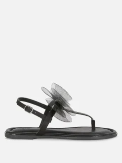 Sandales|Primark Sandales à Nœud En Maille, Pointure Large Noir