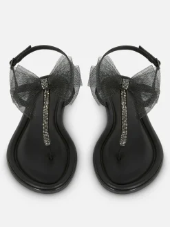 Sandales|Primark Sandales à Nœud En Maille, Pointure Large Noir