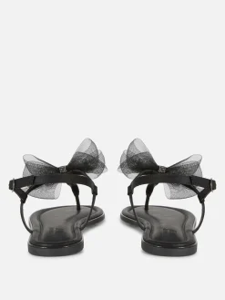 Sandales|Primark Sandales à Nœud En Maille, Pointure Large Noir