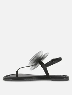 Sandales|Primark Sandales à Nœud En Maille, Pointure Large Noir