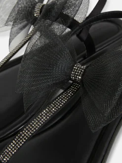 Sandales|Primark Sandales à Nœud En Maille, Pointure Large Noir