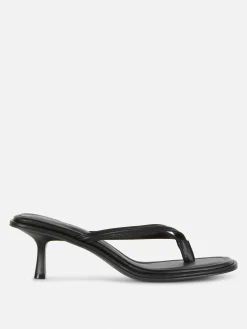 Chaussures À Talons|Primark Sandales à Talon Bas Avec Entre-doigt Noir