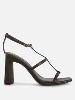 Chaussures À Talons|Primark Sandales à Talon Carré Et Bride En T Rita Ora Chocolat