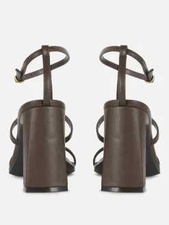 Chaussures À Talons|Primark Sandales à Talon Carré Et Bride En T Rita Ora Chocolat