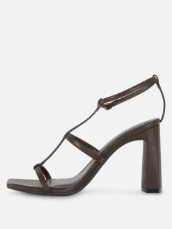 Chaussures À Talons|Primark Sandales à Talon Carré Et Bride En T Rita Ora Chocolat