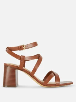 Chaussures À Talons|Primark Sandales à Talon Carré Et Lanière Croisée Fauve