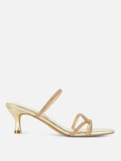 Chaussures À Talons|Primark Sandales Fantaisie à Talons Bas Doré