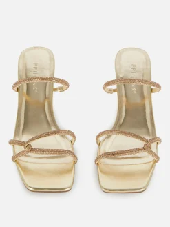 Chaussures À Talons|Primark Sandales Fantaisie à Talons Bas Doré