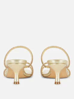 Chaussures À Talons|Primark Sandales Fantaisie à Talons Bas Doré