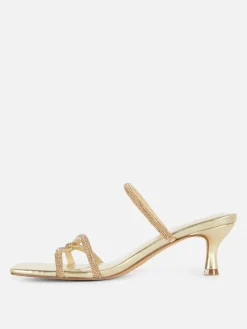 Chaussures À Talons|Primark Sandales Fantaisie à Talons Bas Doré