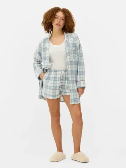 Bas De Pyjama|Primark Short De Pyjama En Flanelle à Carreaux Bleu
