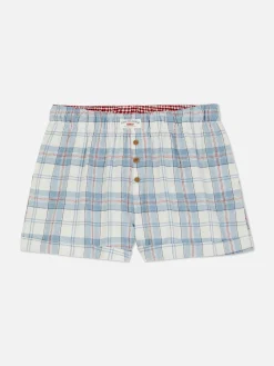 Bas De Pyjama|Primark Short De Pyjama En Flanelle à Carreaux Bleu