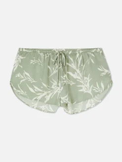 Bas De Pyjama|Primark Short De Pyjama En Satin à Motif Feuilles Vert clair