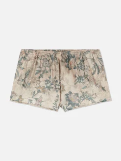 Bas De Pyjama|Primark Short De Pyjama En Satin à Fleurs Kaki
