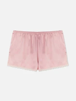 Bas De Pyjama|Primark Short De Pyjama En Satin à Finitions En Dentelle Rose