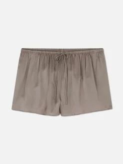 Bas De Pyjama|Primark Short De Pyjama En Satin à Nœud Sur Le Devant Gris