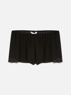 Bas De Pyjama|Primark Short De Pyjama Transparent à Finitions En Dentelle Noir