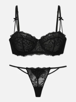 Ensembles Lingerie|Primark Soutien-gorge Balconnets Et String En Dentelle Noir
