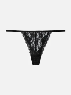 Culotte|Primark String En Dentelle à Motif Floral Noir