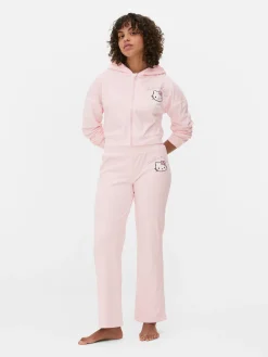 Hauts De Pyjama|Primark Sweat à Capuche Zippé En Velours à Coordonner Hello Kitty Rose
