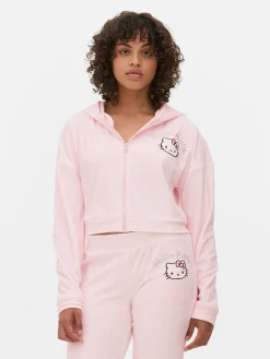 Hauts De Pyjama|Primark Sweat à Capuche Zippé En Velours à Coordonner Hello Kitty Rose