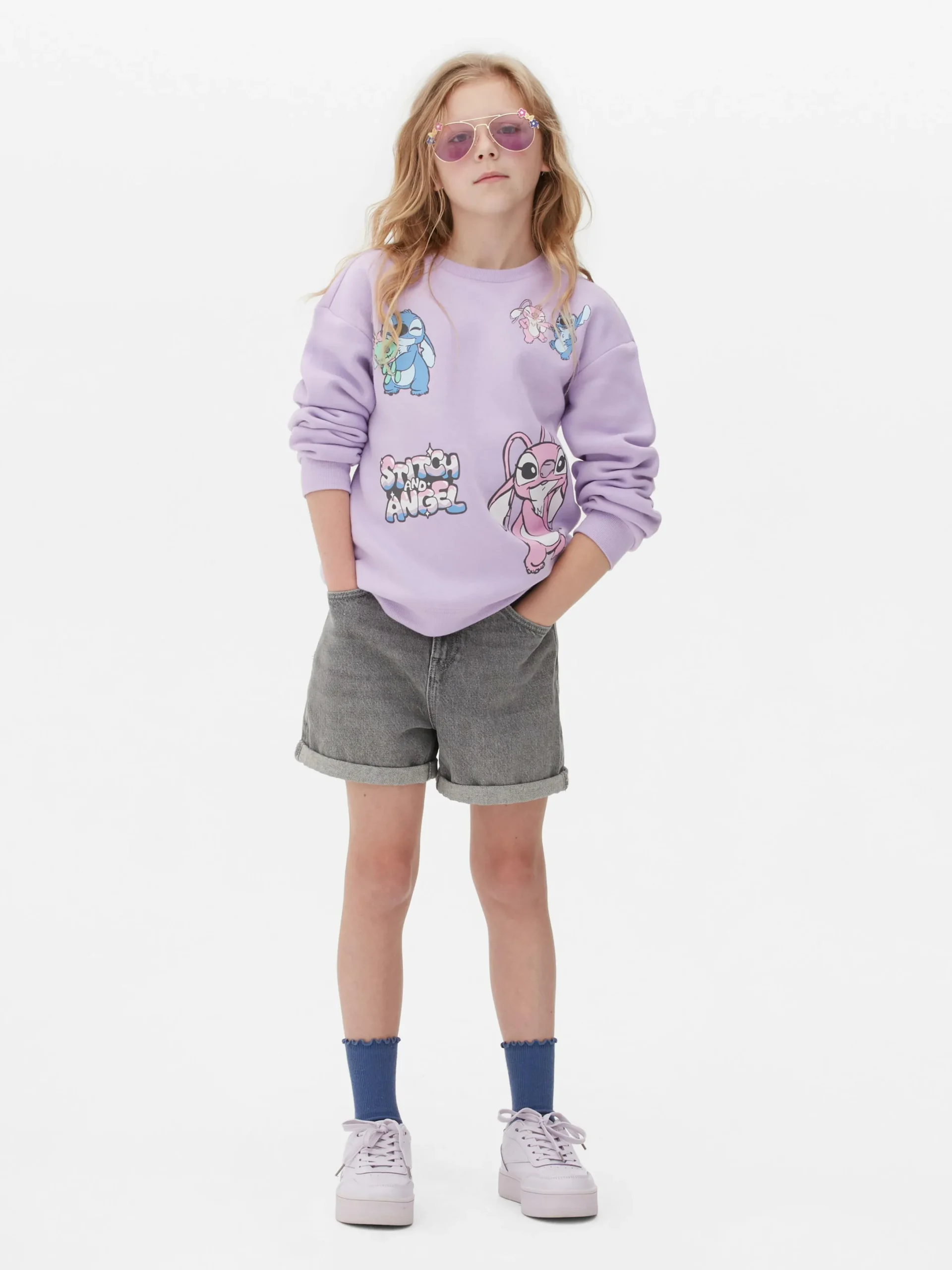 Sweats À Capuche Et Sweat-Shirts|Primark Sweat-shirt à Col Ras-du-cou Disney Stitch & Angel Violet