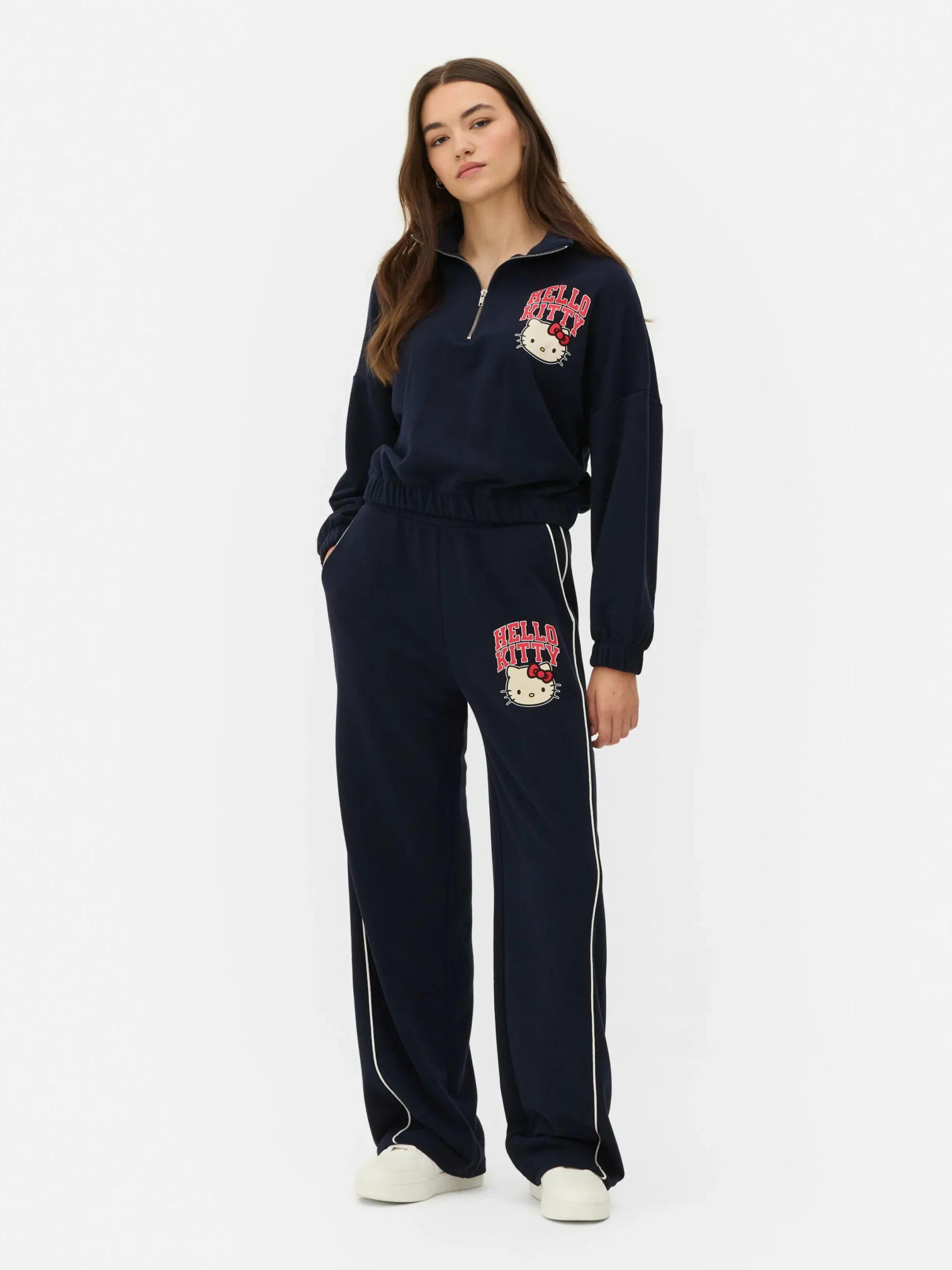 Sweats À Capuche Et Sweat-Shirts|Primark Sweat-shirt à Col Zippé Hello Kitty Bleu marine