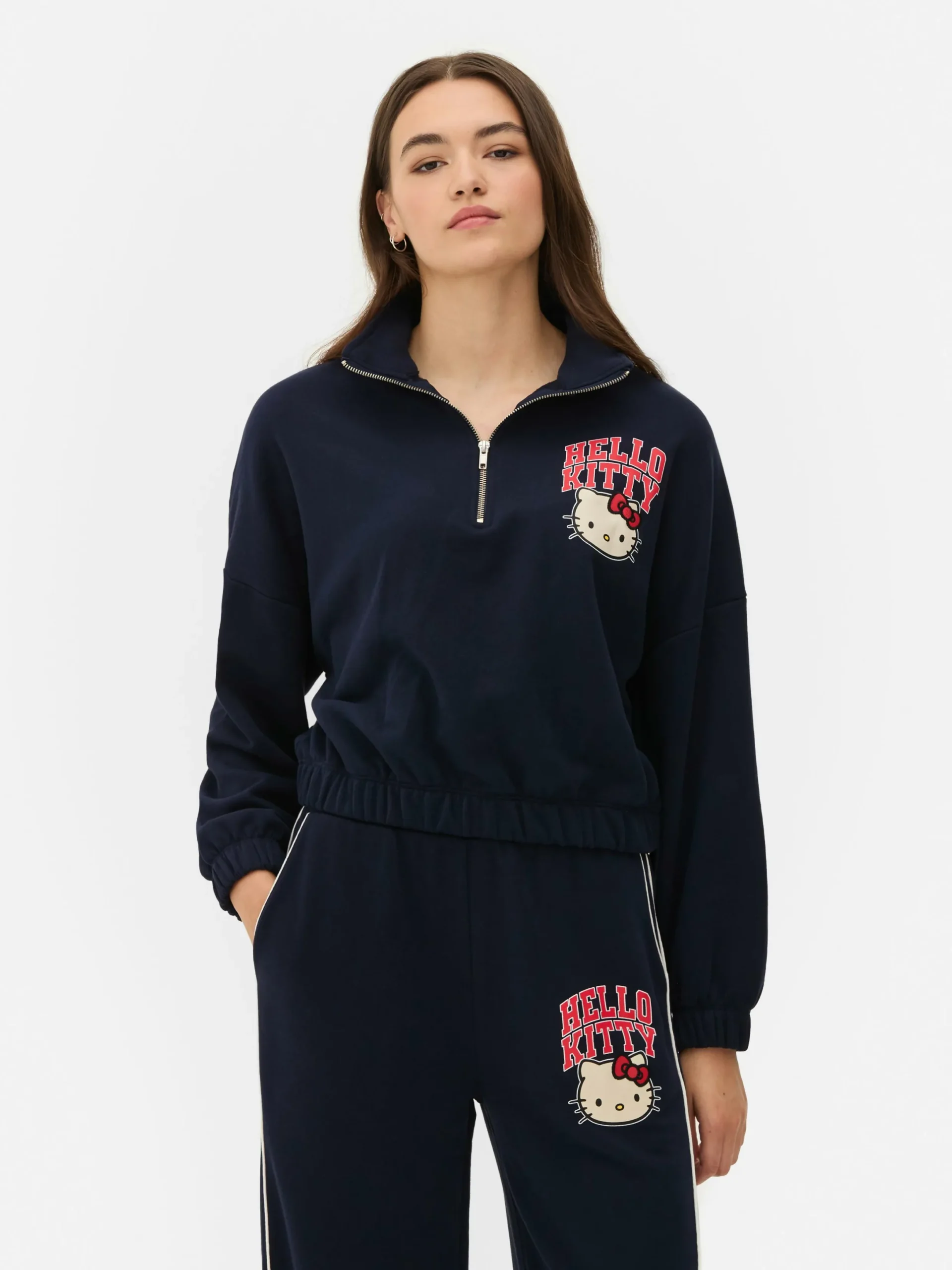 Sweats À Capuche Et Sweat-Shirts|Primark Sweat-shirt à Col Zippé Hello Kitty Bleu marine