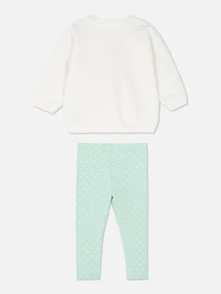 Ensembles Et Tenues|Primark Sweat-shirt à Motif Ballerine Et Legging à Pois Écru