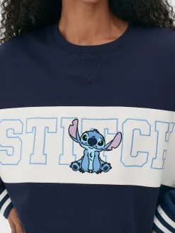 Sweats À Capuche Et Sweat-Shirts|Primark Sweat-shirt à Texte Contrasté Disney Stitch Bleu marine