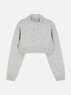 Sweats À Capuche Et Sweat-Shirts|Primark Sweat-shirt Court à Col Cheminée Gris chiné