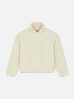 Sweats À Capuche Et Sweat-Shirts|Primark Sweat-shirt Demi-zippé En Molleton Écru