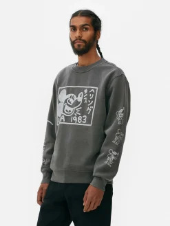 T-Shirts Et Sweat-Shirts À Motifs|Sweats À Capuche Et Sweat-Shirts|Primark Sweat-shirt Délavé à L'acide Disney Mickey Mouse X Keith Haring Gris